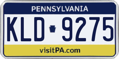PA license plate KLD9275