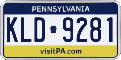 PA license plate KLD9281