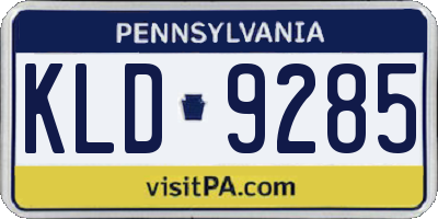 PA license plate KLD9285