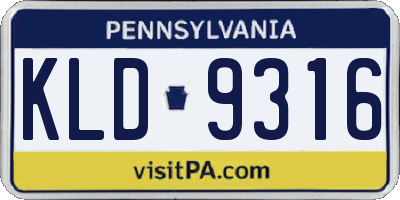PA license plate KLD9316