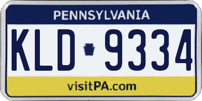 PA license plate KLD9334