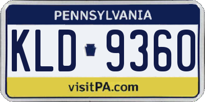 PA license plate KLD9360