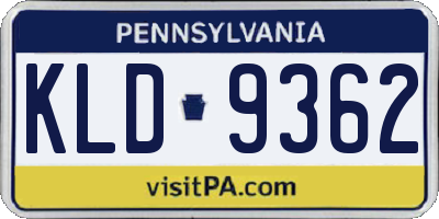 PA license plate KLD9362