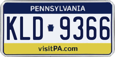 PA license plate KLD9366