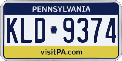 PA license plate KLD9374