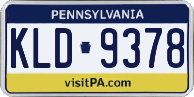 PA license plate KLD9378