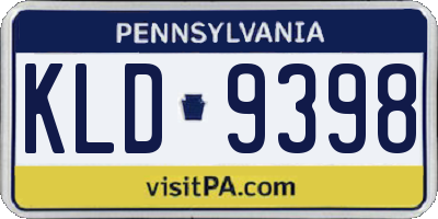 PA license plate KLD9398