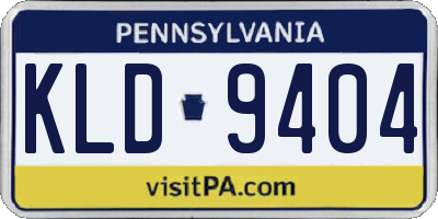 PA license plate KLD9404