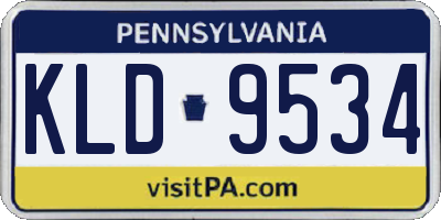PA license plate KLD9534