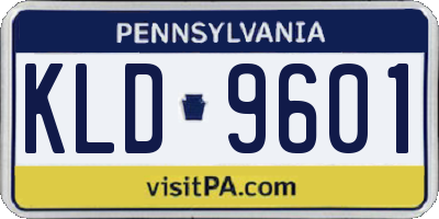 PA license plate KLD9601