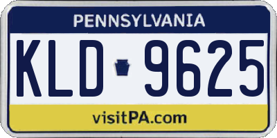 PA license plate KLD9625