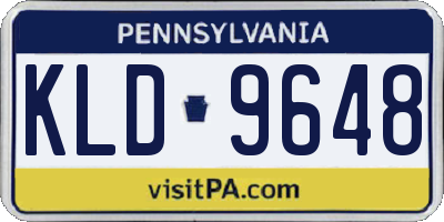PA license plate KLD9648
