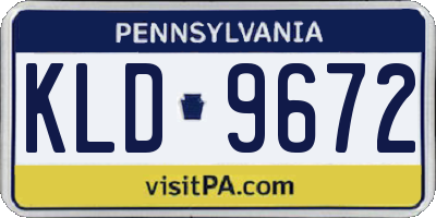 PA license plate KLD9672
