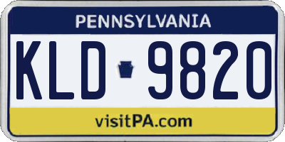 PA license plate KLD9820