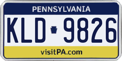 PA license plate KLD9826