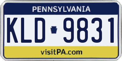 PA license plate KLD9831