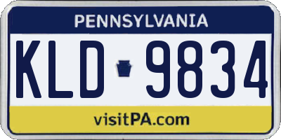 PA license plate KLD9834