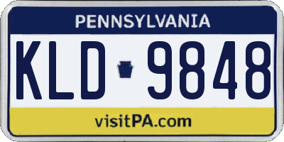 PA license plate KLD9848