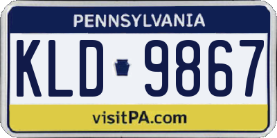 PA license plate KLD9867