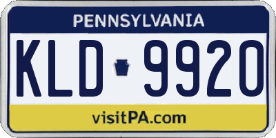 PA license plate KLD9920
