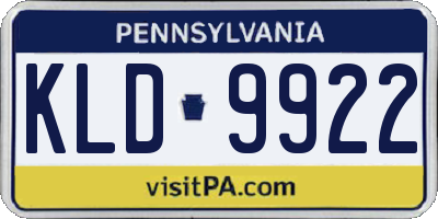 PA license plate KLD9922