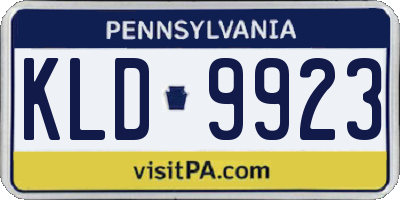 PA license plate KLD9923