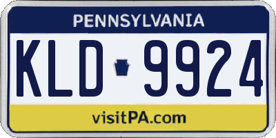 PA license plate KLD9924