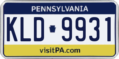PA license plate KLD9931