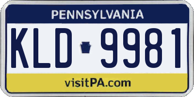 PA license plate KLD9981