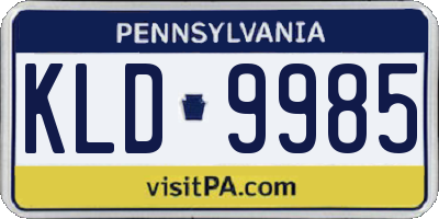 PA license plate KLD9985