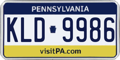 PA license plate KLD9986
