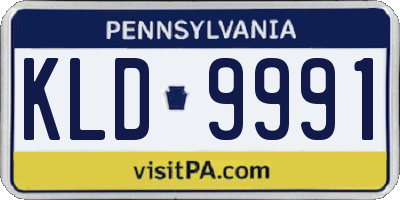 PA license plate KLD9991
