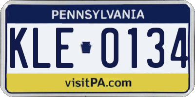 PA license plate KLE0134