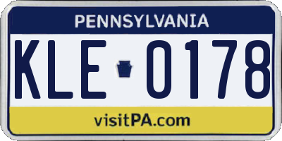 PA license plate KLE0178