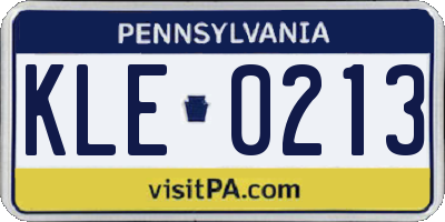 PA license plate KLE0213