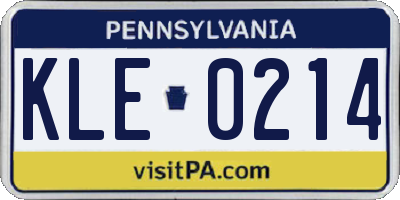 PA license plate KLE0214