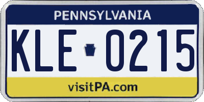 PA license plate KLE0215