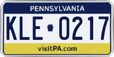 PA license plate KLE0217