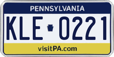 PA license plate KLE0221