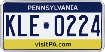 PA license plate KLE0224