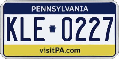 PA license plate KLE0227