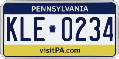 PA license plate KLE0234