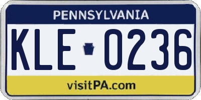 PA license plate KLE0236