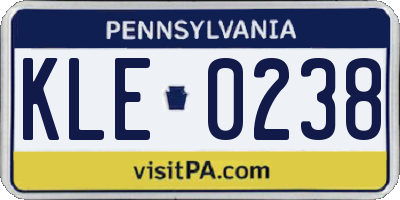 PA license plate KLE0238