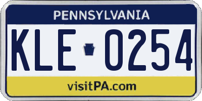 PA license plate KLE0254