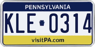 PA license plate KLE0314
