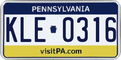 PA license plate KLE0316