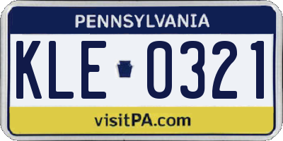 PA license plate KLE0321