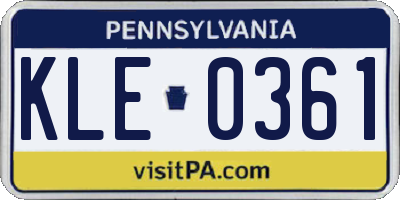 PA license plate KLE0361