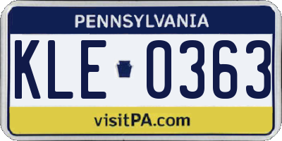 PA license plate KLE0363